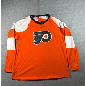 Philadelphia Flyers Shirt Men XL Orange Reebok Face Off Hockey NHL Graphic Print